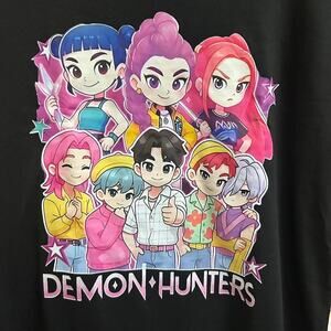 Awesome! KPop Demon Hunters Chibi Oversized Black T-shirt Tee XXL Unisex
